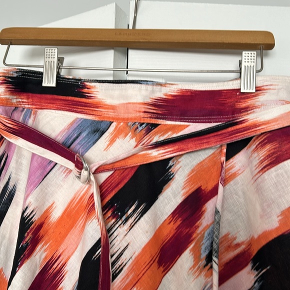 Multi-coloured DKNY wrap skirt, midi length with matching ring belt - Picture 2 of 4